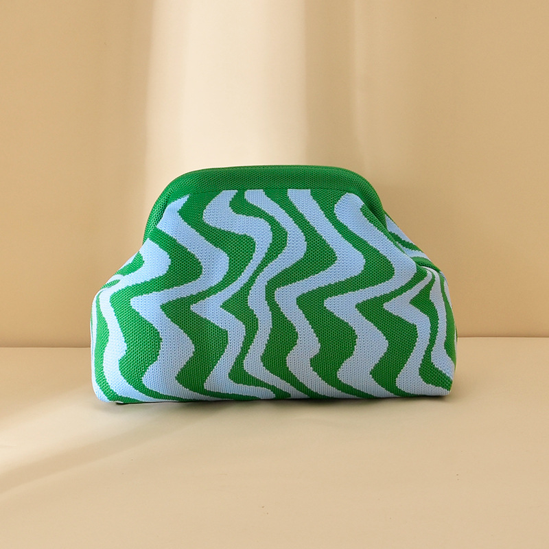 Kötött hull mintázatú clutch táska - kézben hordozható, alkar-stílus, nagy kapacitású, poliészter, párna alakú