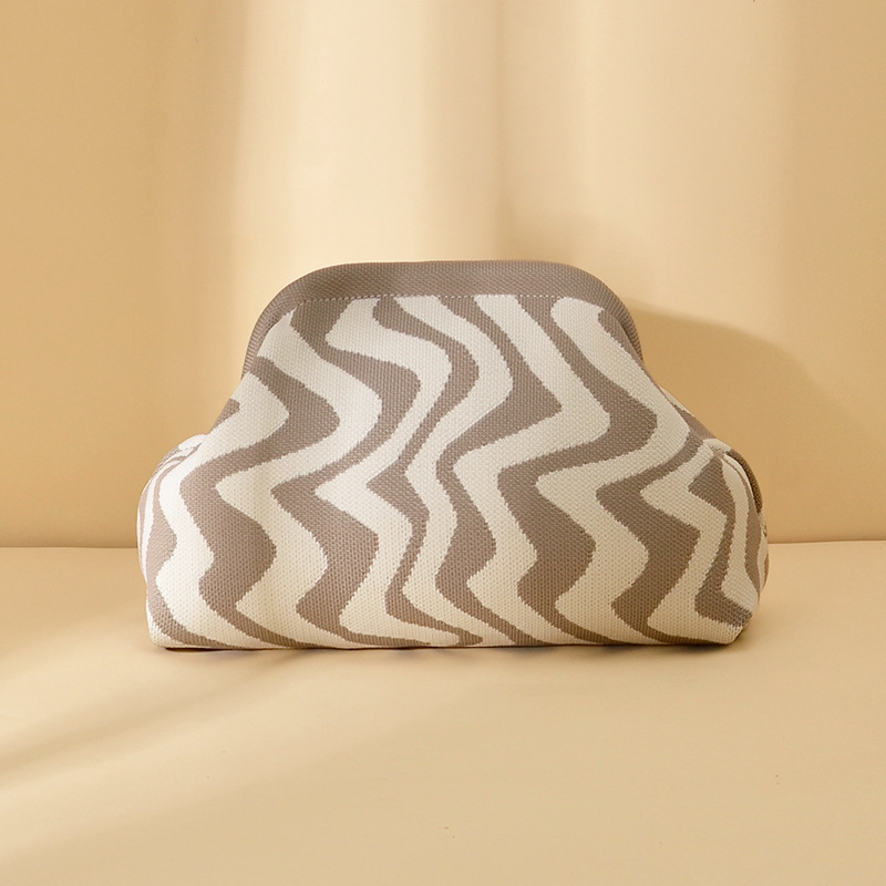 Kötött hull mintázatú clutch táska - kézben hordozható, alkar-stílus, nagy kapacitású, poliészter, párna alakú
