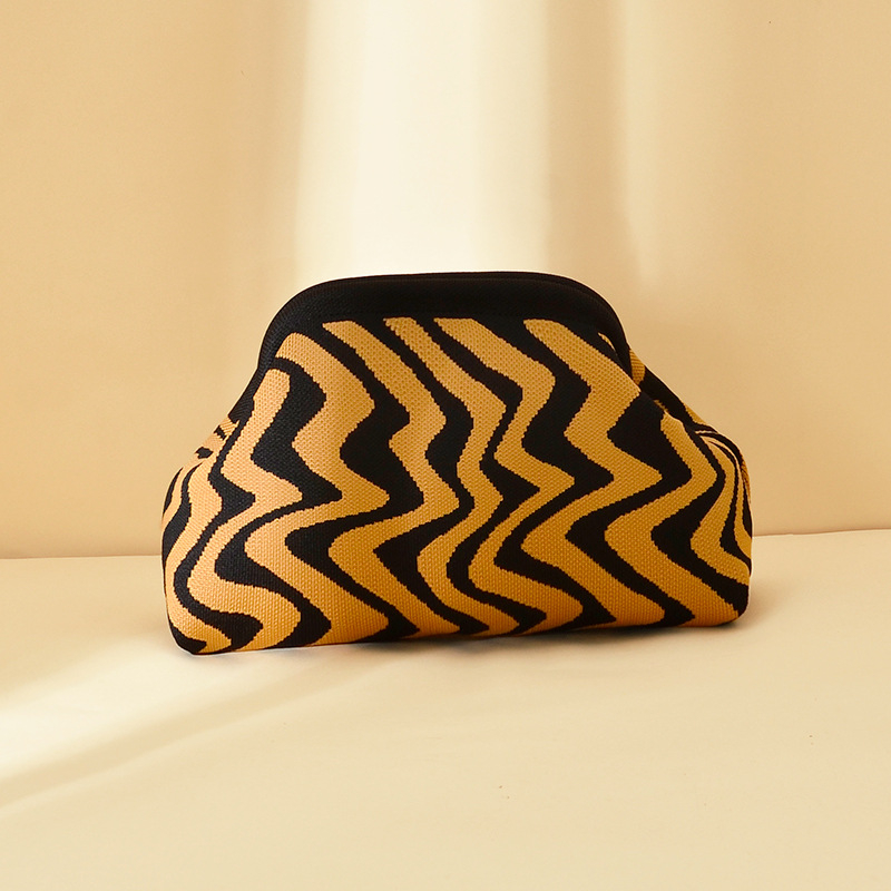 Kötött hull mintázatú clutch táska - kézben hordozható, alkar-stílus, nagy kapacitású, poliészter, párna alakú