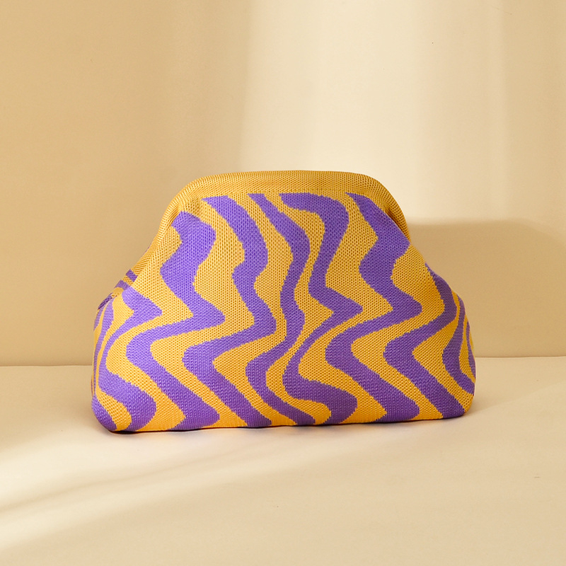 Kötött hull mintázatú clutch táska - kézben hordozható, alkar-stílus, nagy kapacitású, poliészter, párna alakú