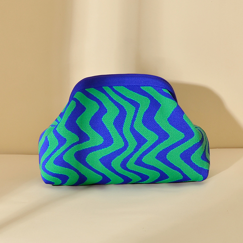 Kötött hull mintázatú clutch táska - kézben hordozható, alkar-stílus, nagy kapacitású, poliészter, párna alakú