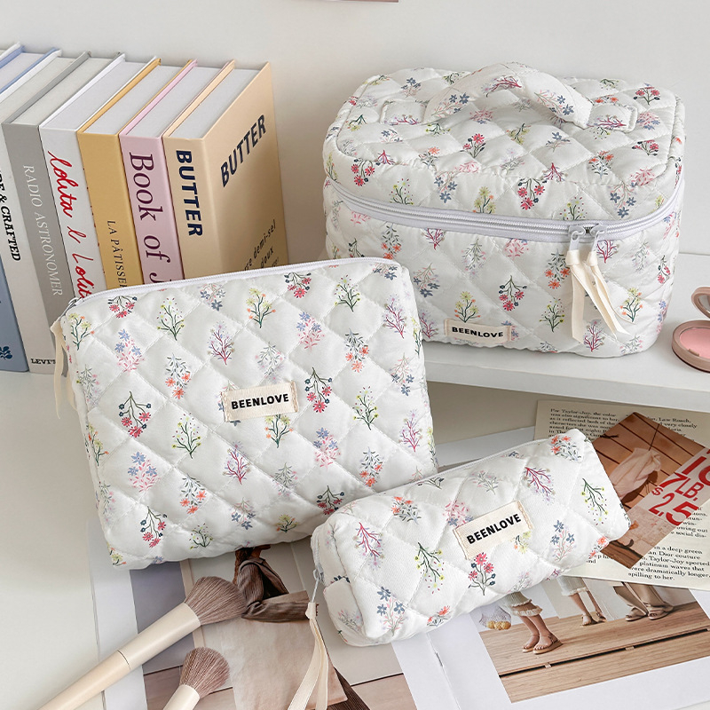 Beilian Dielianhua kozmetikai táska, kocka alakú, quilted pamut, zárófunkció