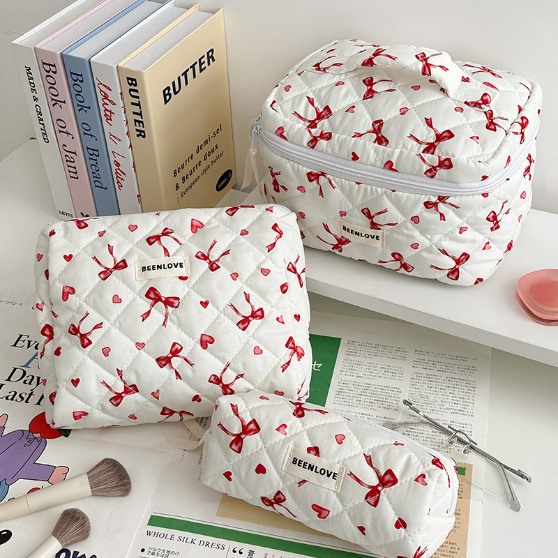 Beilian Dielianhua kozmetikai táska, kocka alakú, quilted pamut, zárófunkció