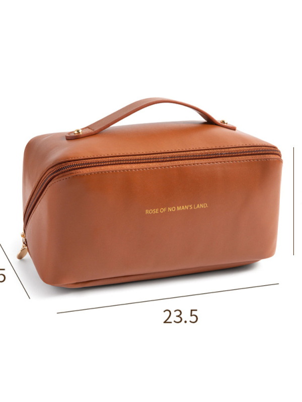 Geantă de machiaj, capacitate mare, portabilă, material PU, rezistentă la apă, extensibilă