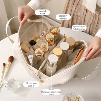 Τσάντα μακιγιάζ - PU κυβικό σχήμα, Μεγάλη χωρητικότητα, Πολυλειτουργικός οργανωτής ταξιδιού, Μοντέρνο μινιμαλιστικό στυλ