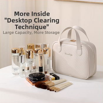 Τσάντα μακιγιάζ - PU κυβικό σχήμα, Μεγάλη χωρητικότητα, Πολυλειτουργικός οργανωτής ταξιδιού, Μοντέρνο μινιμαλιστικό στυλ