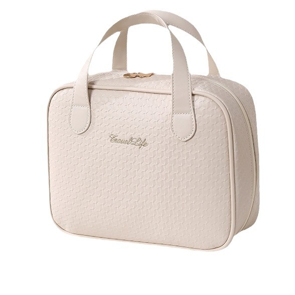 Sminktáska - PU kocka alak, nagy kapacitás, utazáshoz multifunkcionális szervező, modern minimalista stílus