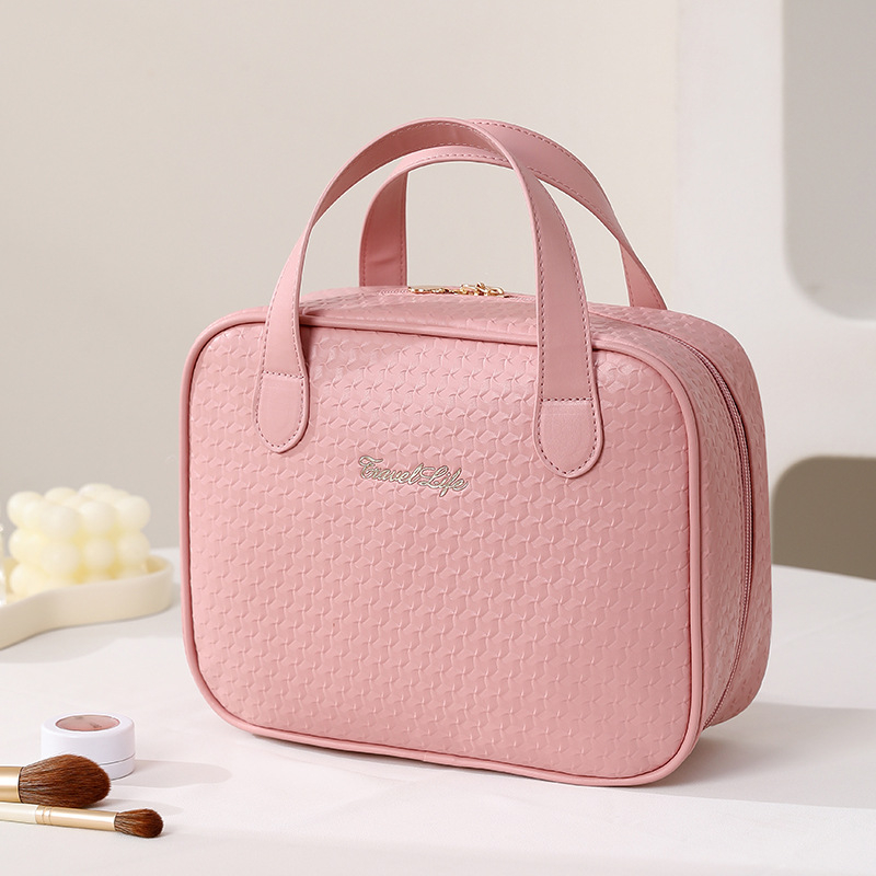 Sminktáska - PU kocka alak, nagy kapacitás, utazáshoz multifunkcionális szervező, modern minimalista stílus