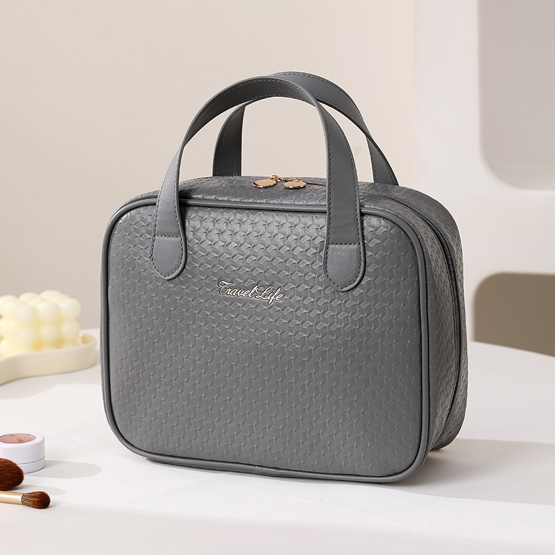 Sminktáska - PU kocka alak, nagy kapacitás, utazáshoz multifunkcionális szervező, modern minimalista stílus