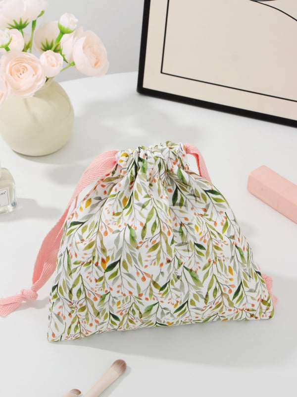 Козметична чанта с голям капацитет, памучен външен корпус, флорална шарка, подплата от полиестер, ултралека конструкция