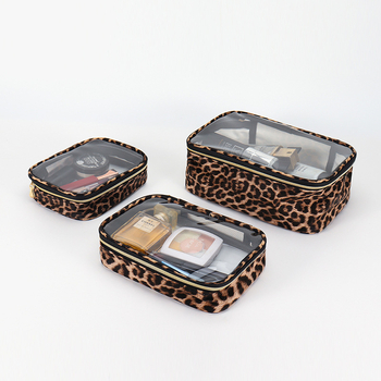 Чанта за грим с леопардов принт – водоустойчива полиестерова чанта за грим, подплата полиестер, унисекс, урбанистичен минималистичен стил