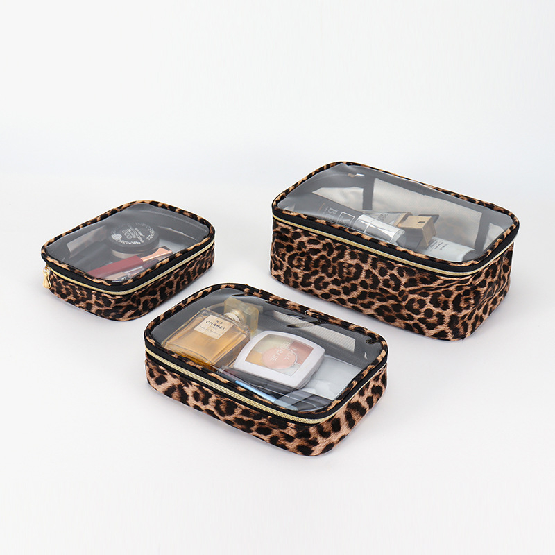 Чанта за грим с леопардов принт – водоустойчива полиестерова чанта за грим, подплата полиестер, унисекс, урбанистичен минималистичен стил