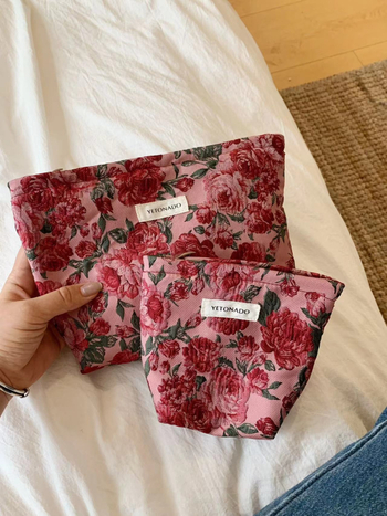 Дамска козметична чанта-клач: полиестер, флорален жакард, подплата платно, марка YETONADO