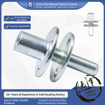 Свързващ елемент за колона на легло и крак за диван – три отвора в желязна плоча, кръгла гайка, обикновена въглеродна стомана, електроплатиране, GB 50981, марка YURUI