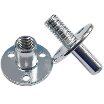 Свързващ елемент за колона на легло и крак за диван – три отвора в желязна плоча, кръгла гайка, обикновена въглеродна стомана, електроплатиране, GB 50981, марка YURUI