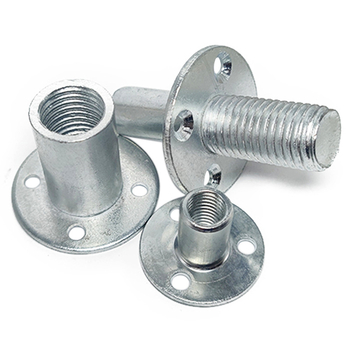 Свързващ елемент за колона на легло и крак за диван – три отвора в желязна плоча, кръгла гайка, обикновена въглеродна стомана, електроплатиране, GB 50981, марка YURUI