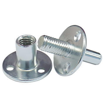 Свързващ елемент за колона на легло и крак за диван – три отвора в желязна плоча, кръгла гайка, обикновена въглеродна стомана, електроплатиране, GB 50981, марка YURUI