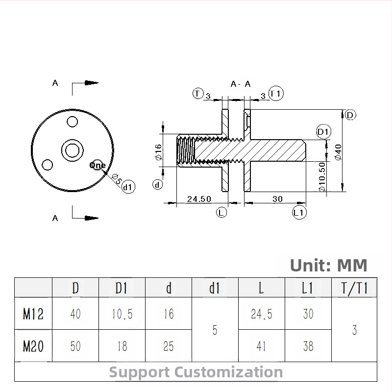 Свързващ елемент за колона на легло и крак за диван – три отвора в желязна плоча, кръгла гайка, обикновена въглеродна стомана, електроплатиране, GB 50981, марка YURUI