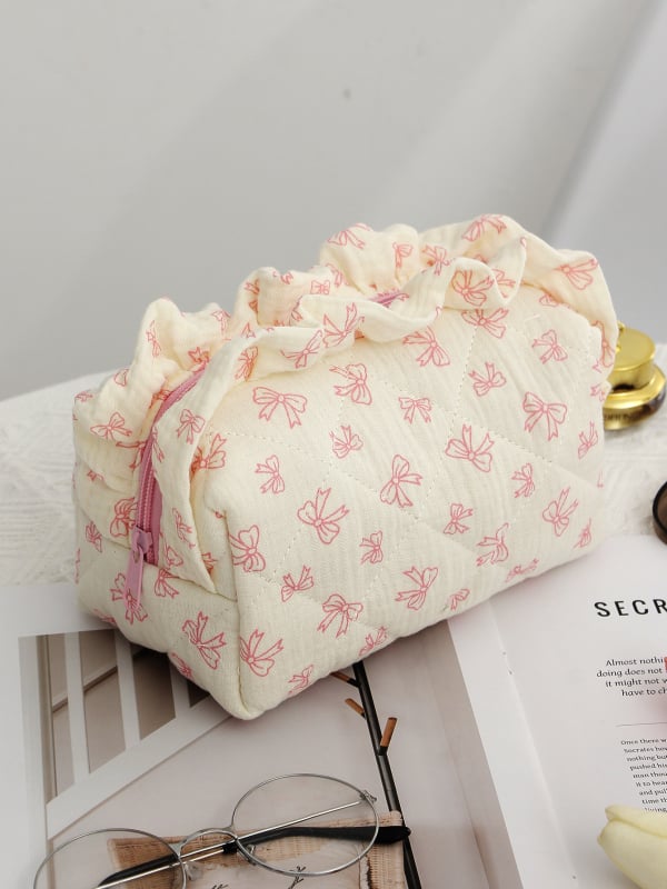 Козметична чанта и несесер за моливи, памук, подплата полиестер, едноцветен модел, стил свободно пътуване, подходяща за съхранение