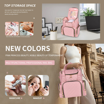 Чанта за лакове за нокти с двоен слой – голям капацитет, подвижна, квилтиран полиестер, водоустойчива