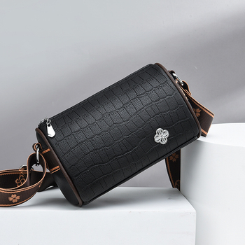 Női hordó alakú táska, PU anyag, kis kör alakú stílus, cipzáras nyitás, belső cipzáras zseb