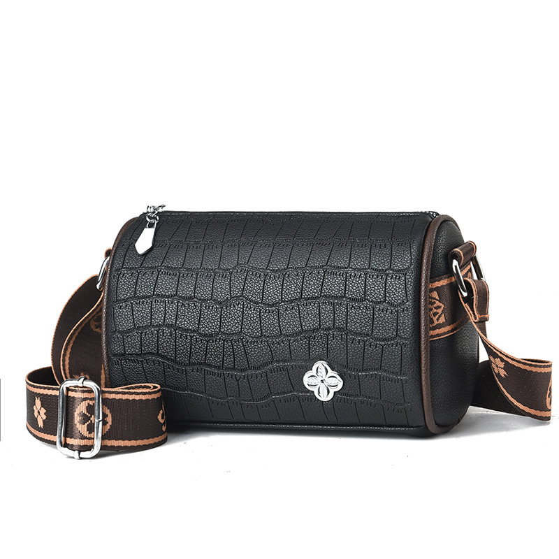 Női hordó alakú táska, PU anyag, kis kör alakú stílus, cipzáras nyitás, belső cipzáras zseb