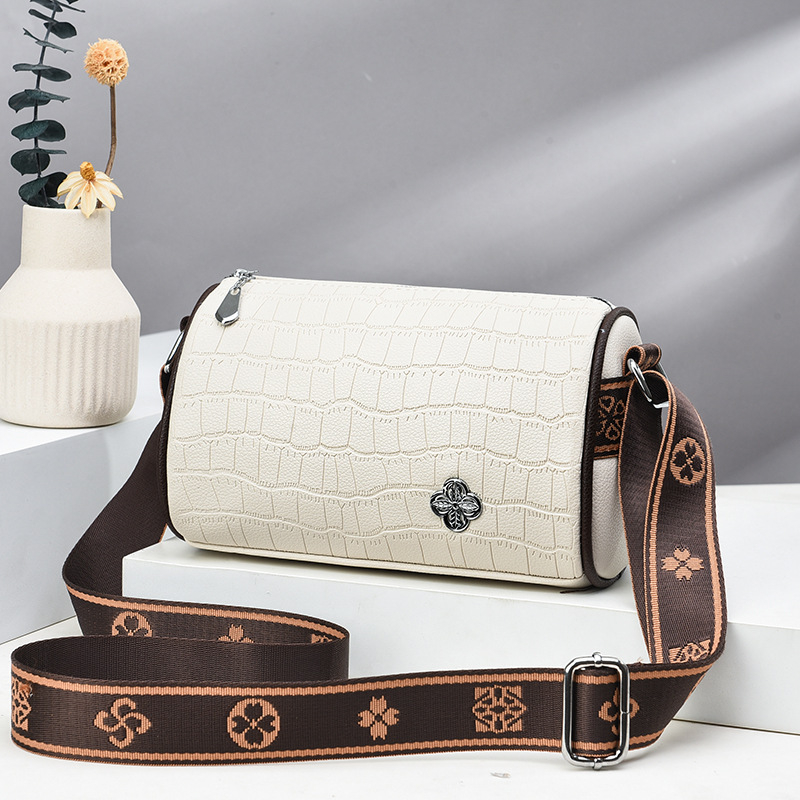 Női hordó alakú táska, PU anyag, kis kör alakú stílus, cipzáras nyitás, belső cipzáras zseb