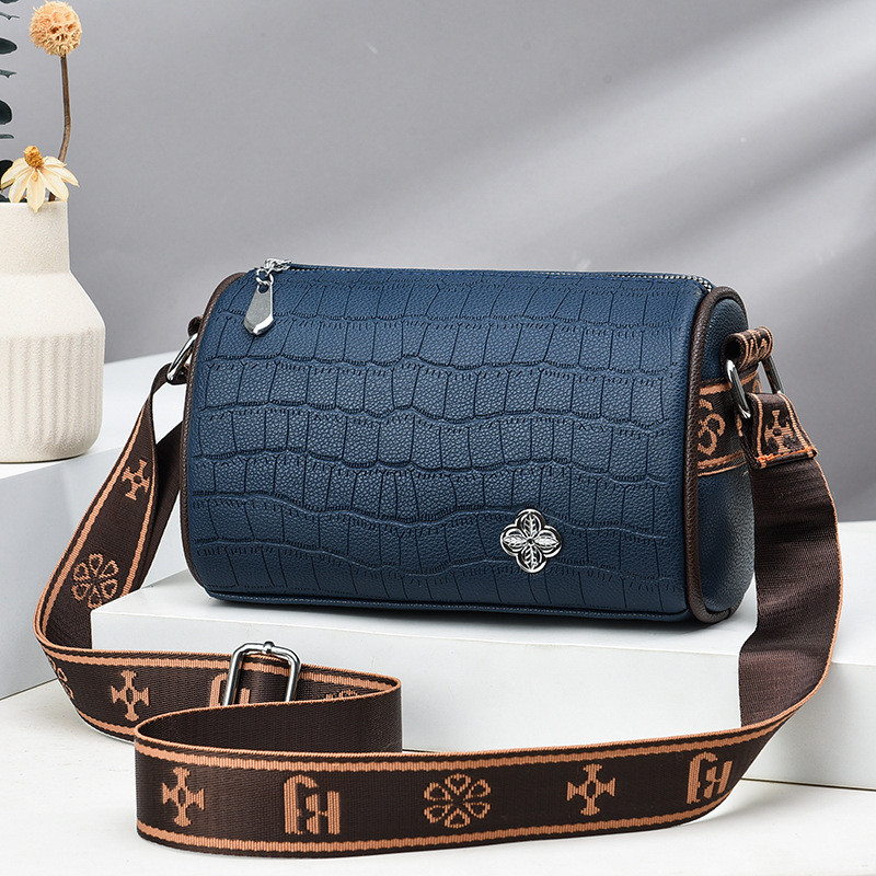 Női hordó alakú táska, PU anyag, kis kör alakú stílus, cipzáras nyitás, belső cipzáras zseb