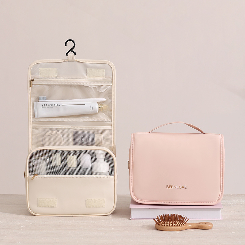Чанта за тоалетни и козметика, филм с усещане за кожа, голям капацитет, водоустойчива, унисекс