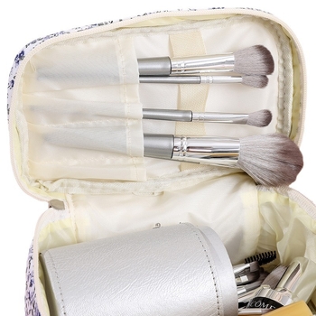 Besya унисекс квадратна козметична чанта, цветен модел, памучна тъкан, полиестерна подплата, голям капацитет