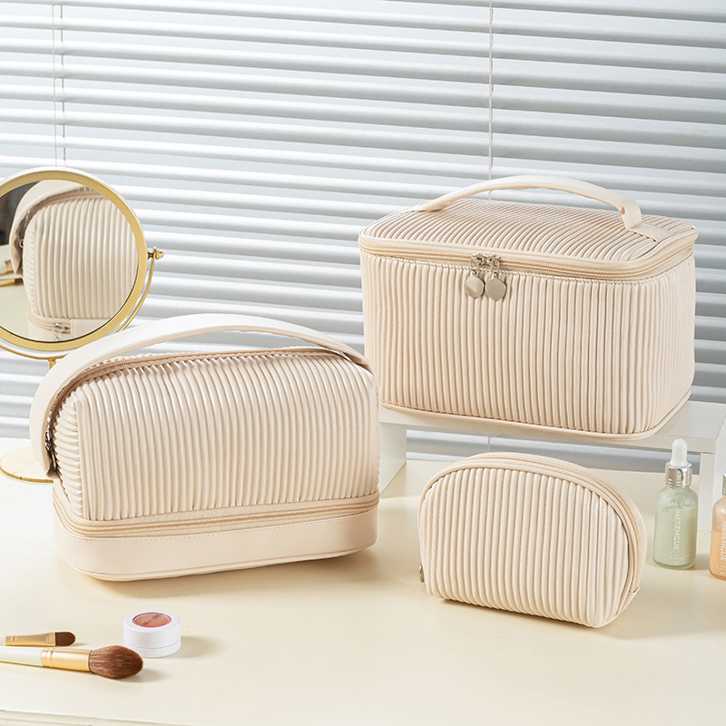 PU sminktáska, luxus stílus, többfunkciós, utazáshoz, nagy kapacitás