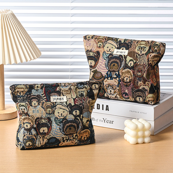 Козметична чанта JUNRUI с мотив на малко мече, полиестер, подплата платно, унисекс