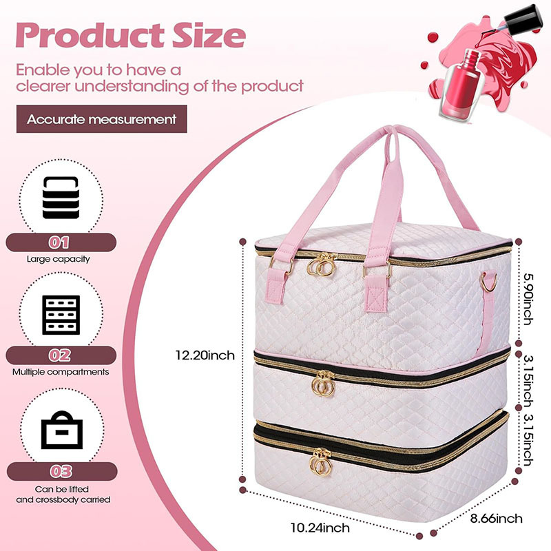 Geantă de depozitare pentru ojă, design cu trei straturi, material Oxford, capacitate 36–55 L, model geometric, compartimente interioare cu plasă și fermoar