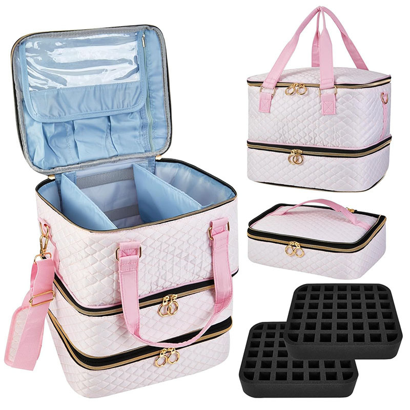 Geantă de depozitare pentru ojă, design cu trei straturi, material Oxford, capacitate 36–55 L, model geometric, compartimente interioare cu plasă și fermoar