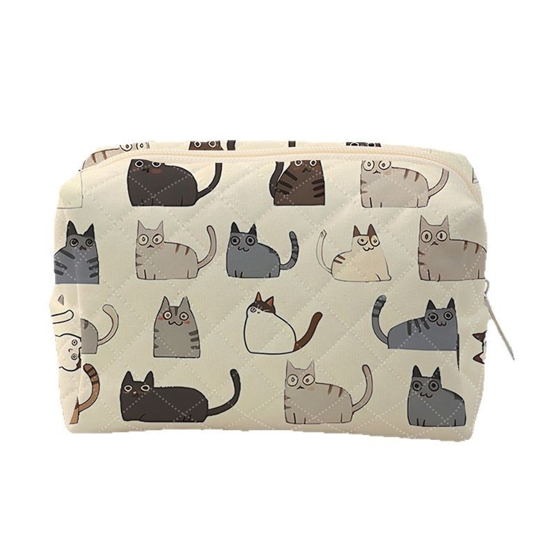 Qiantu márkás kozmetikai táska geometriai mintával — rombusz anyag, poliészter bélés, 2024 nyári kiadás