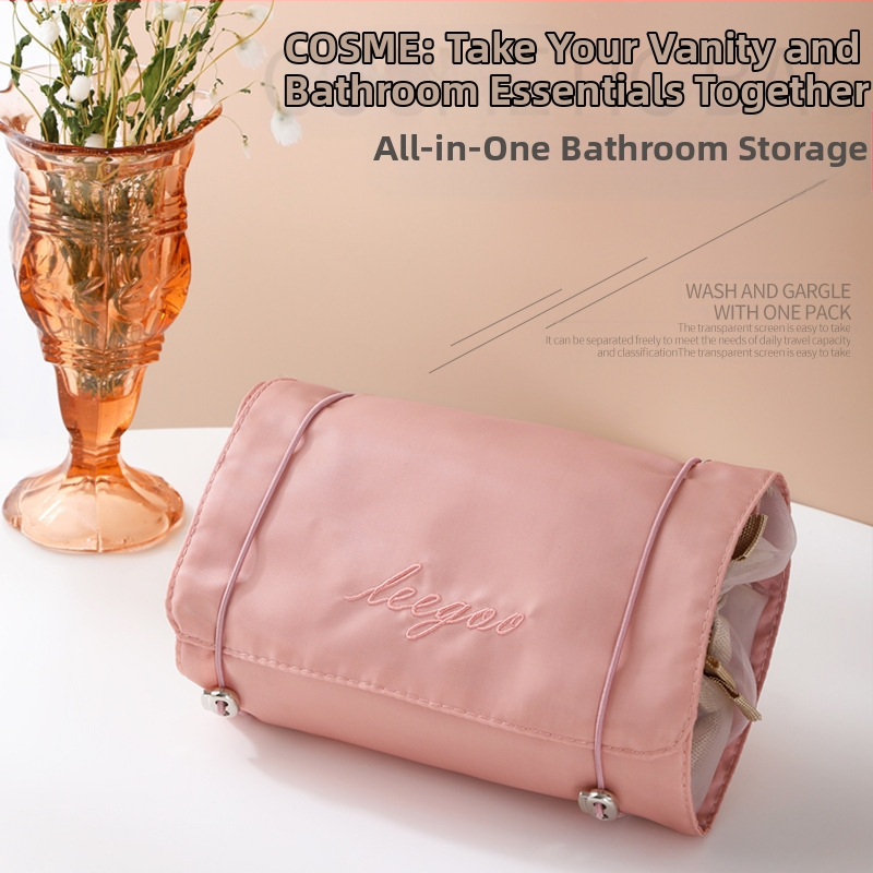 Nylonból készült utazási kozmetikai táska, négy az egyben kialakítású, vízszintes négyzet alakú, cipzáras nyitás, belső rétegekkel és sandwich rekeszekkel, ideális a szabadidős utazásokhoz.