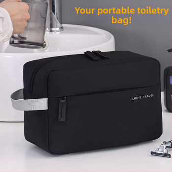 Преносима чанта за пътуване и тоалетни принадлежности — висококачествена в бизнес стил, Oxford платно, буквена шарка, подплата полиестер, водоустойчива и ултралека, голям капацитет за козметика