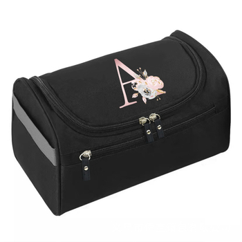 Козметична чанта с принт на букви, Oxford плат, подплата полиестер, водоустойчива, дишаща