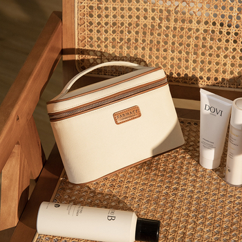 Kozmetikai táska szervező, poliészter külső és poliészter bélés, egyszínű mintázat, lélegző, antibakteriális, bővíthető, uniszex, otthoni tárolás