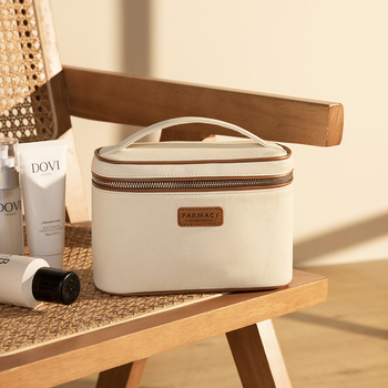 Kozmetikai táska szervező, poliészter külső és poliészter bélés, egyszínű mintázat, lélegző, antibakteriális, bővíthető, uniszex, otthoni tárolás