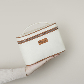 Kozmetikai táska szervező, poliészter külső és poliészter bélés, egyszínű mintázat, lélegző, antibakteriális, bővíthető, uniszex, otthoni tárolás