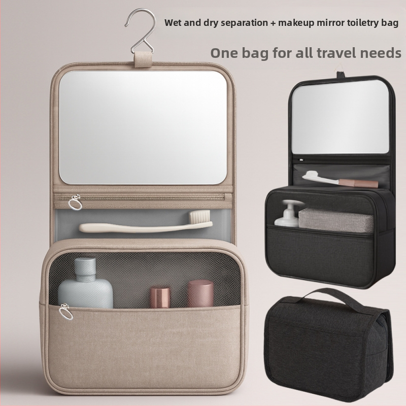 Пътуваща чанта за тоалетни принадлежности, водоустойчива, сгъваема, голям капацитет, разделение мокро/сухо, мултифункционална, унисекс