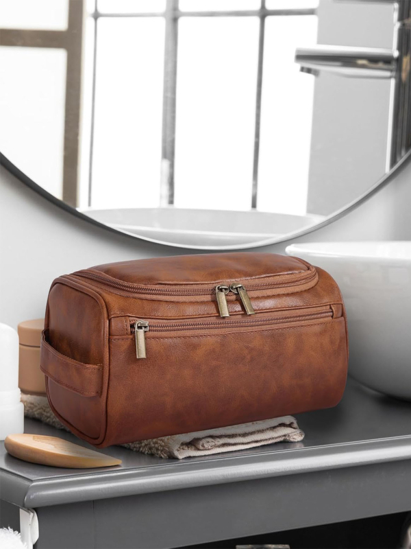 Kunhou Luggage PU козметична чанта, водоустойчива, разделяне на сухо и мокро, унисекс, органайзер за пътуване, Зима 2024