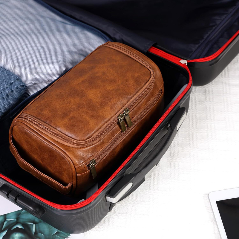 Kunhou Luggage PU козметична чанта, водоустойчива, разделяне на сухо и мокро, унисекс, органайзер за пътуване, Зима 2024