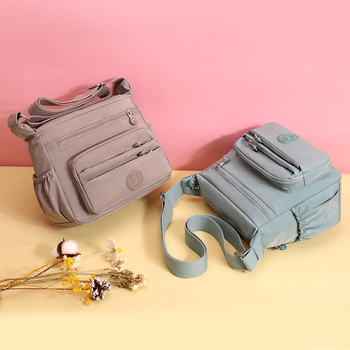 Дамска чанта през рамо с голям обем, изработена от найлон, цип за затваряне, подплата полиестер, множество вътрешни джобове