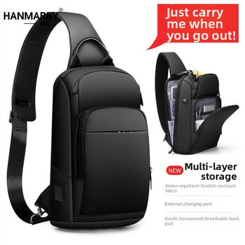 Férfi mellkas táska, Oxford anyag, vízálló, belső rekesz, szabadidős utazásokra