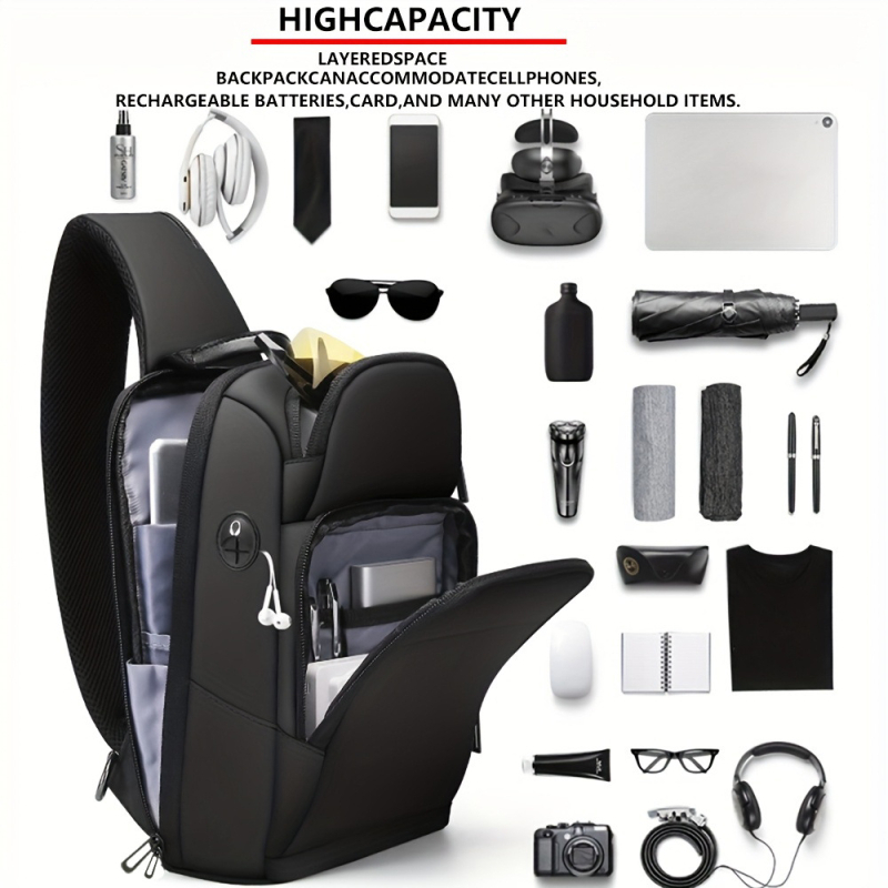 Férfi mellkas táska, Oxford anyag, vízálló, belső rekesz, szabadidős utazásokra