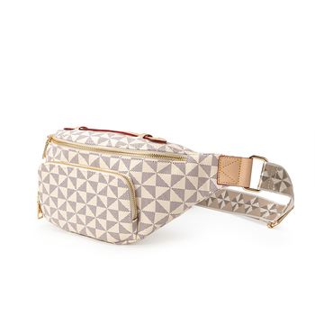 Annmuu γυναικεία τσαντάκι μέσης με εκτύπωση σε ρετρό σχέδιο, PU, κλείσιμο με φερμουάρ, εσωτερικό με θήκη φερμουάρ και θήκη για τηλεφώνο, επένδυση πολυεστέρα, Καλοκαίρι 2025