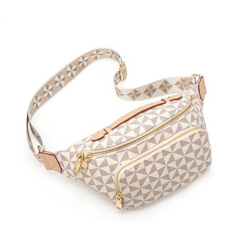 Annmuu γυναικεία τσαντάκι μέσης με εκτύπωση σε ρετρό σχέδιο, PU, κλείσιμο με φερμουάρ, εσωτερικό με θήκη φερμουάρ και θήκη για τηλεφώνο, επένδυση πολυεστέρα, Καλοκαίρι 2025