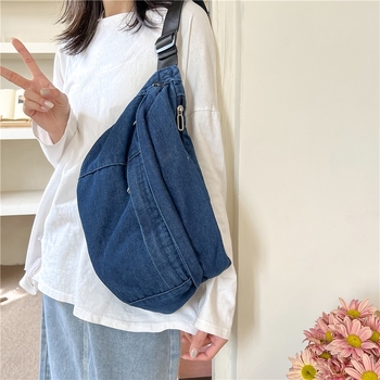 Ruiyingzizhi Καμβάς Τσαντάκι Μέσης με Νάιλον Επένδυση, Φερμουάρ, Εσωτερική Θήκη με Φερμουάρ, Τρισδιάστατος Εξωτερικός Σχεδιασμός